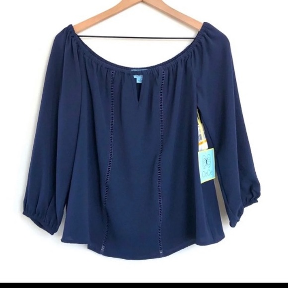 NWT CeCe French Riviera off shoulder blouse - S - Picture 1 of 8